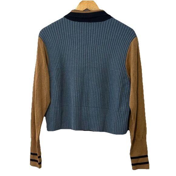 Cabi Style 3703 Knit Sweater Jacket Cardigan XL Navy Tan Colorblock Button Front - Picture 3 of 9